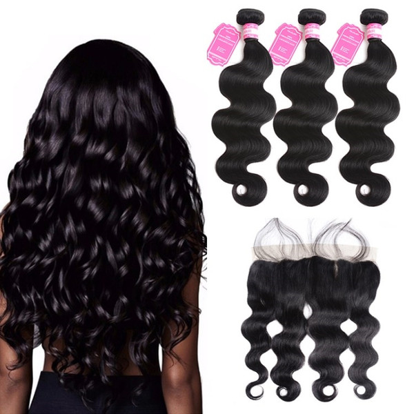 Cheap Body Wave Virgin Human Hair Bundles with Closure 9A Mink Brazilian Virgin Human Hair bundles