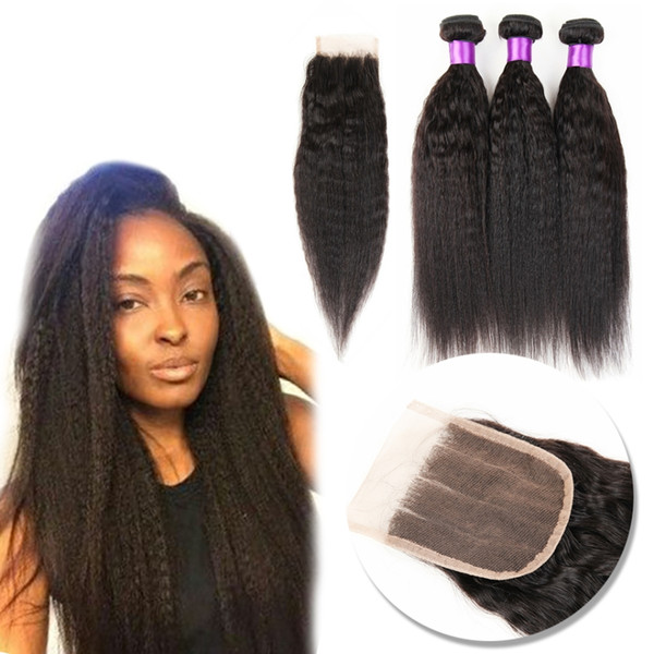 8A Brazilian Virgin Hair Kinky Straight 3 Bundles 100% Brazilian Kinky Straight Human Hair Extensions Brazilian Yaki Straight Hair