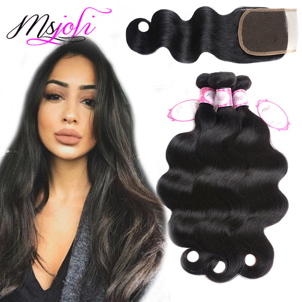 8A Peruvian Body Wave Hair bundles With Closure 4X4 Lace Closure With Bundles Mink Peruvian Virgin Hair Body Wave Human Hair With Closure