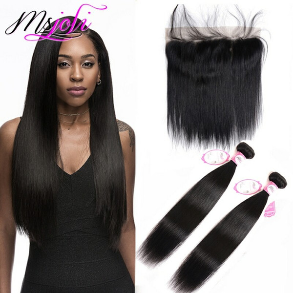 Lace Frontal Closure With Brazilian Straight Virgin Human Hair Weaves Bundles Top 8A Grade Peruvian Indian Malaysian Cambodian Hair