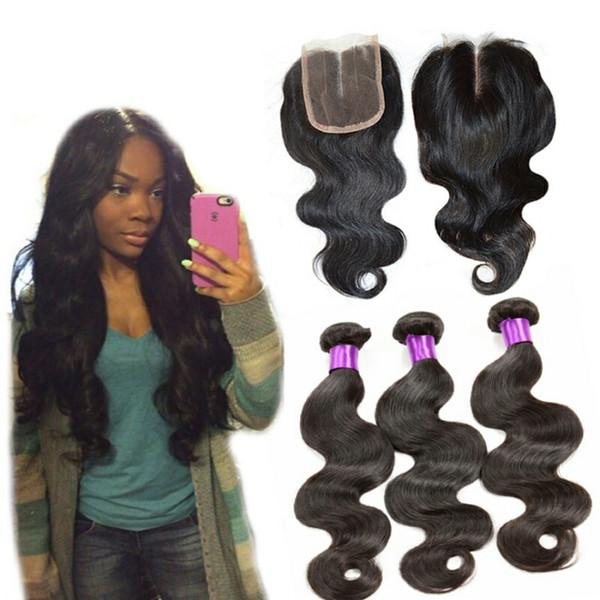 Brazilian virgin remy human body wave hair bundles with closure 20 22 24 with 20 inch closure hair bundles with closure