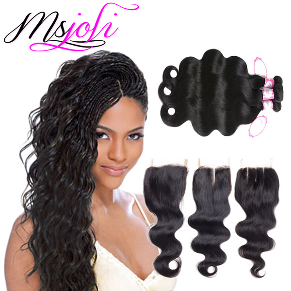 Brazilian Virgin Hair Bundles with 4x4 Lace Closures Straight Human Hair Weave 3 4 Bundles with Closure Kinky Deep Curly Water Body Wave