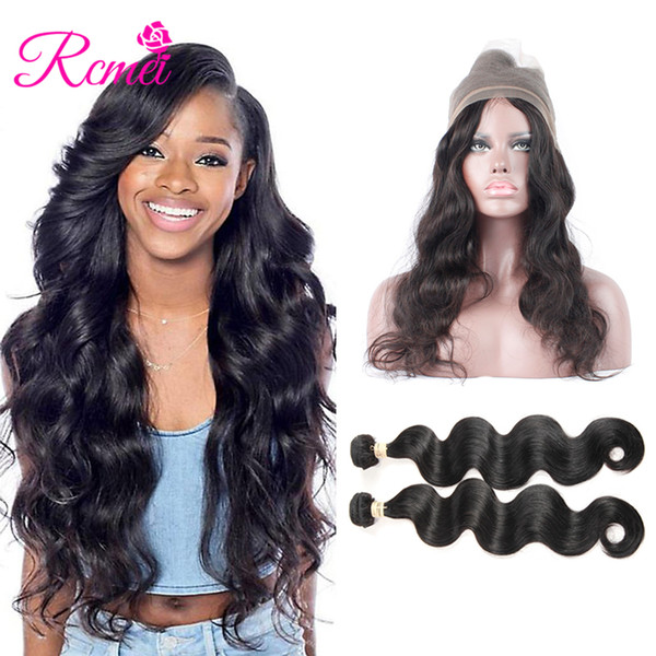 Indian Body Wave 100% Huamn Hair Weave 2 Bundles With 22*4*2 Frontal 2 Bnudles Of Remy Hair 8