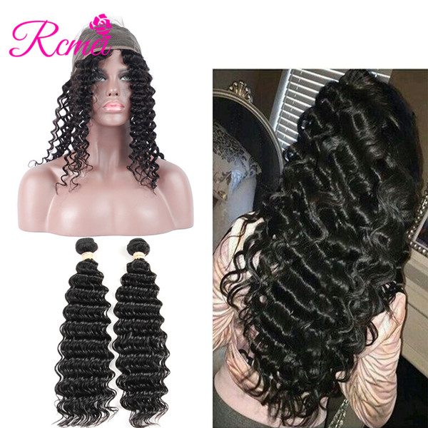 Rcmei Hair Remy Deep Wave Bundles With 360 Closure Human Hair Weave Mongolian Hair 8