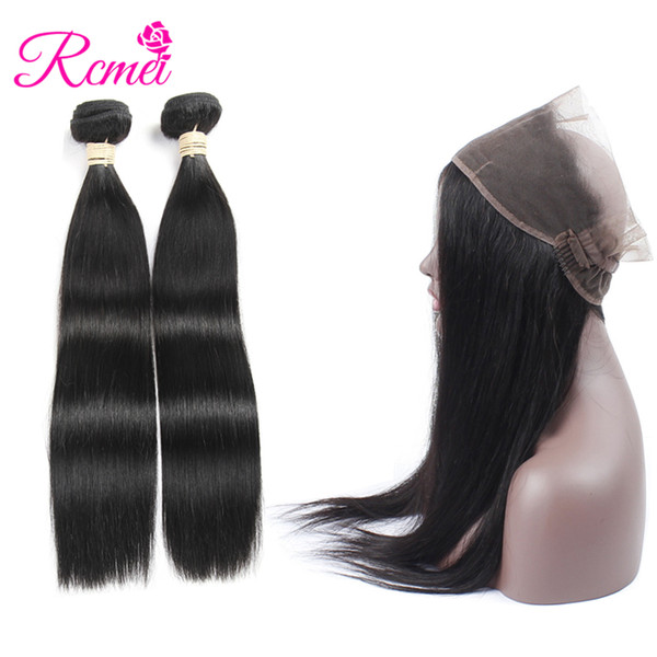 Brazilian Straight Hair 360 Lace Frontal Closure with Bundles Human Hair 2 Bundles with Closure 360 Frontal Hot Selling Rcmei Product