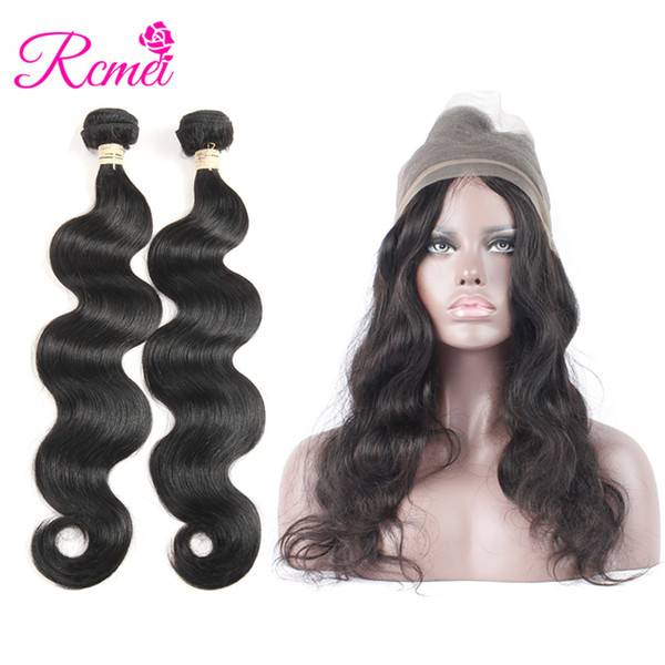 Rcmei Brazilian Body Wave 360 Lace Frontal Closure With Bundles Human Hair Weaving 2 Bundles With 360 Frontal Closure 3PCS/Lot