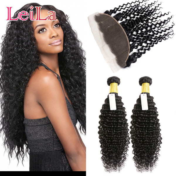 2 Bundles With 13 X 4 Lace Frontal Ear To Ear Malaysian Deep Wave Hair Weaves Extensions Human Hair Natural Color From Leila