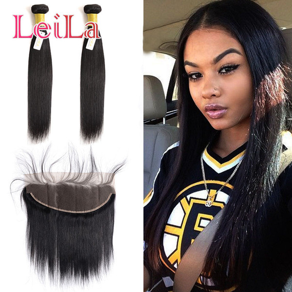 Malaysian 2 Bundles With 13X4 Lace Frontal Ear To Ear Free Part 3Pcs/lot Straight Hair Human Hair Extensions With Lace Frontal