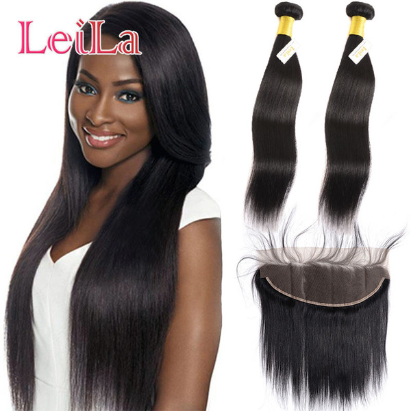 Peruvian Human Hair 2 Bundles With 13X4 Lace Frontal Ear To Ear Frontal With Bundles 8-28 Inch Straight Smooth Hair Extensions