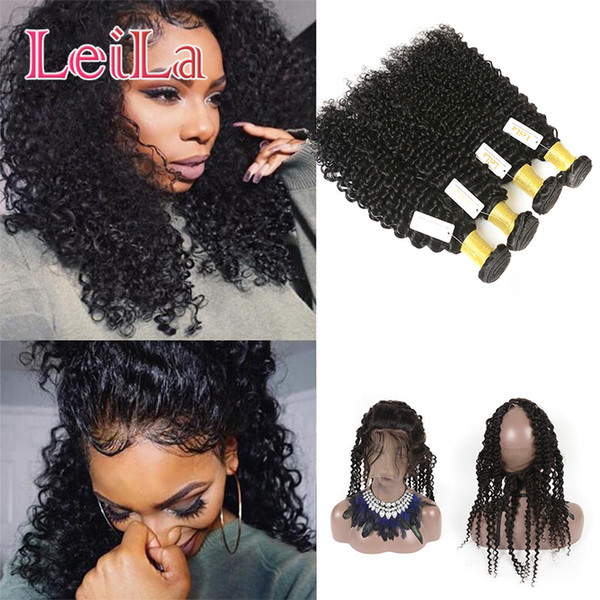 Malaysian Hair Bundles With 360 Lace Frontal Pre PLucked Baby Hair 5 Pieces/lot Deep Wave Human Virgin Hair Bundle With Lace Closure