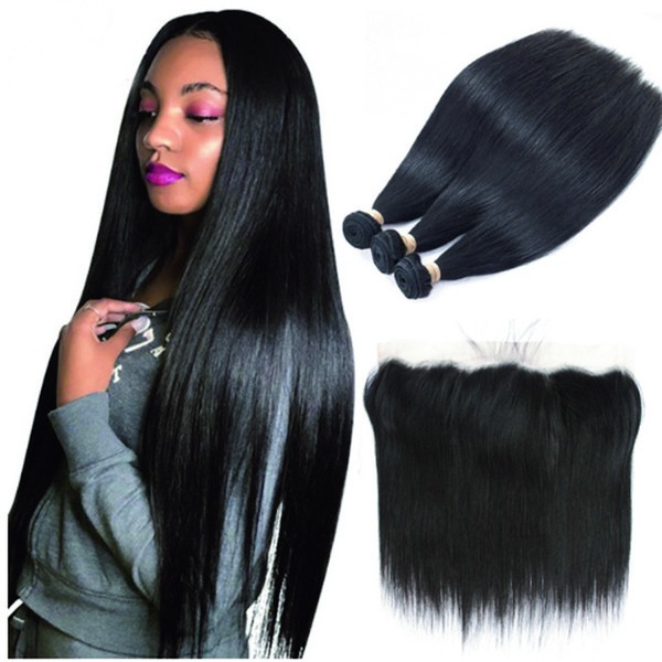 Brazilian Body Straight Loose Wave Bundles With frontal 13*4 Lace Closure Brazilian Hair Weave Bundles With Closure Human Remy Hair