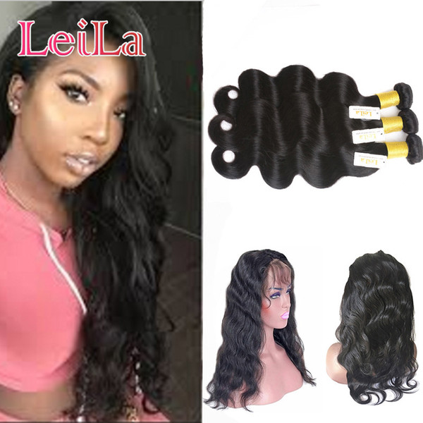 Brazilian Virgin Hair Pre Plucked 360 Lace Frontal with Bundles Body Wave 4 Pieces/lot Human Hair Frontal Closure Hair Extensions