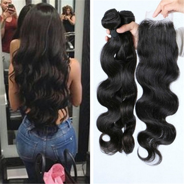 Grade 8A Virgin Brazilian Hair Weave Bundles Wet And Wavy Body Wave Hair With Lace Closure Brazilian Hair Extensions Body Wave Smooth Soft