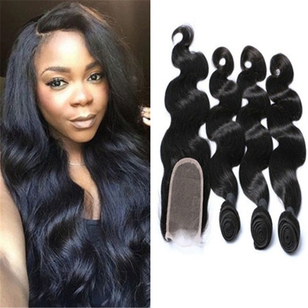 8A Brazilian Hair Weave and Closure Peruvian Malaysian Indian Body Wave Bundles 3 pcs Hair With 1 Lace Closure Human Hair Bundles