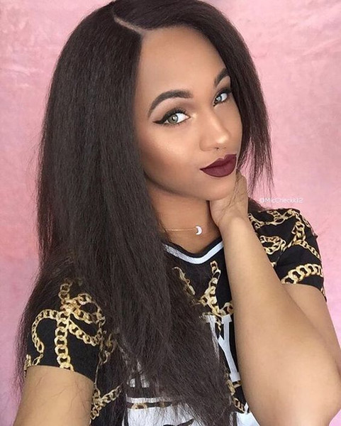 top brazilian virgin hair natural color kinky straight coarse yaki 3 pcs hair weave with 1 pc lace top closure 4pcs lot