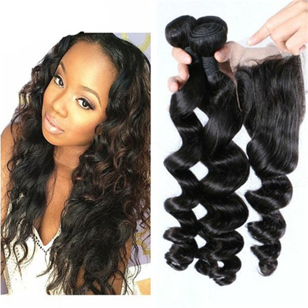 Wholesale Brazilian Hair Cheap 8A Peruvian Indian Malaysian Hair Extension Hair Loose Wave With Closure 8-30 inch