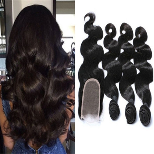 Brazilian Body Wave Human Hair Bundles With Closure Brazilian Human Hair With Lace Closure 8A Unprocessed Hair Weaves With Closure