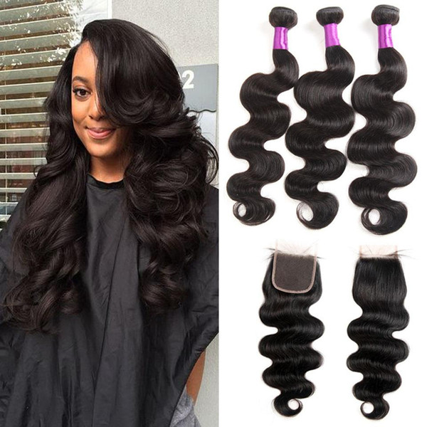 Brazilian Virgin Hair Body Wave with Lace Closure Human Hair Weave Bundles with Closure Elma Hair 3 Bundles with Closure