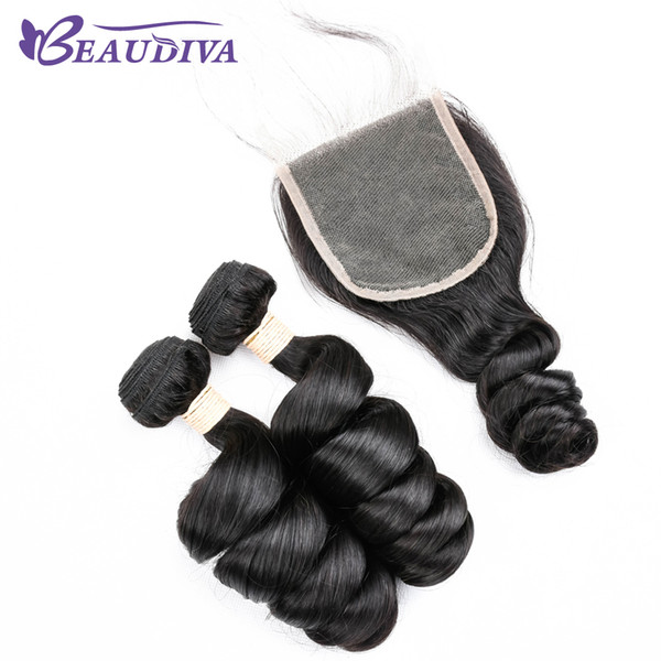 Brazilian Virgin Hair 2 Bundles with Lace Closure Unprocessed virgin Natural Color Loose Wave Good Quality Bundles With Closure Free Part