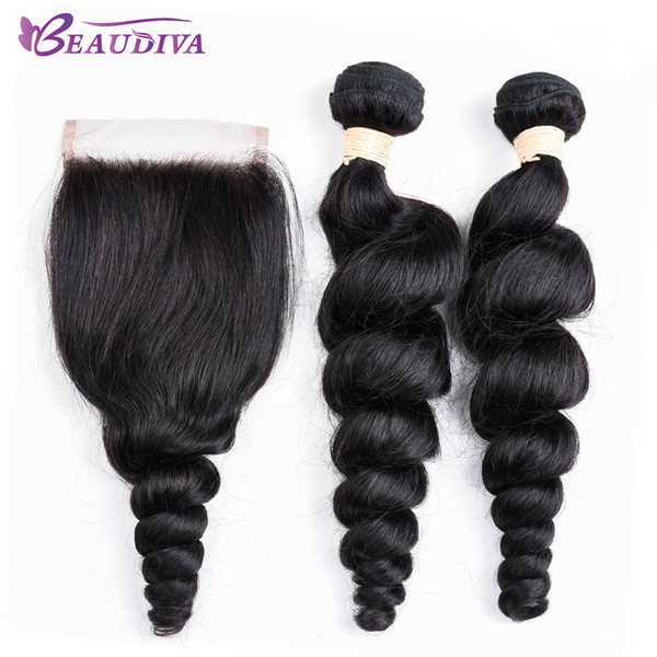 Malaysia Human Hair Loose Wave Unprocessed Natural Color virgin Loose Wave Human Hair Bundles With Closure 2 Bundles with Lace Closure