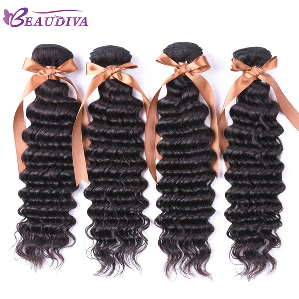 4 Bundles Brazilian Deep Wave Human Hair With Closure 100% Unprocessed Virgin Hair Extesion Deep Curly Virgin Hair With Lace Frontal Natural