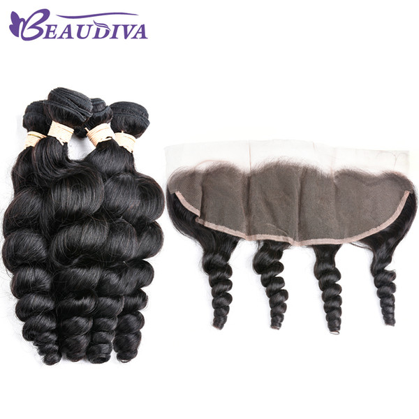 Beau Diva Peruvian Virgin 100% Human Hair 4 Bundles With 13*4 Lace Closure Loose Wave Virgin 100% Human Hair 