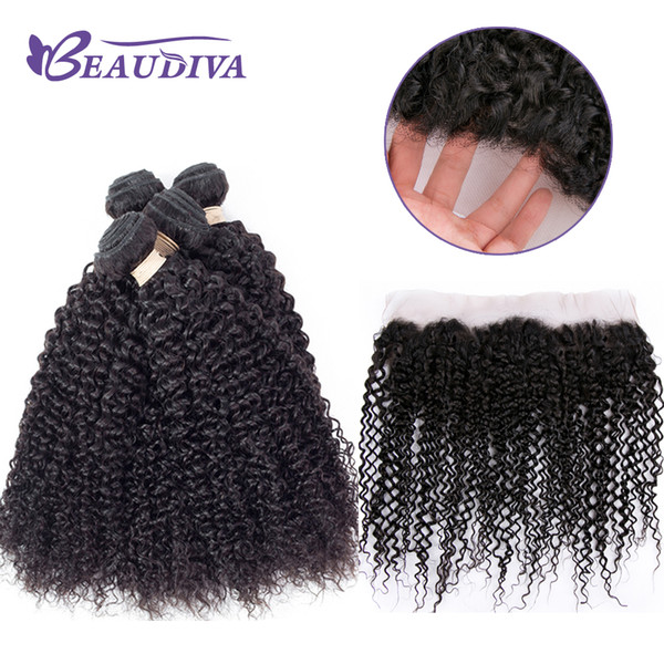 8a Peruvian Hair Virgin Hair Kinky Curly Weave With Lace Front 4 Pcs Peruvian Virgin Kinky Culry Human Hair With Lace Closure 13*4