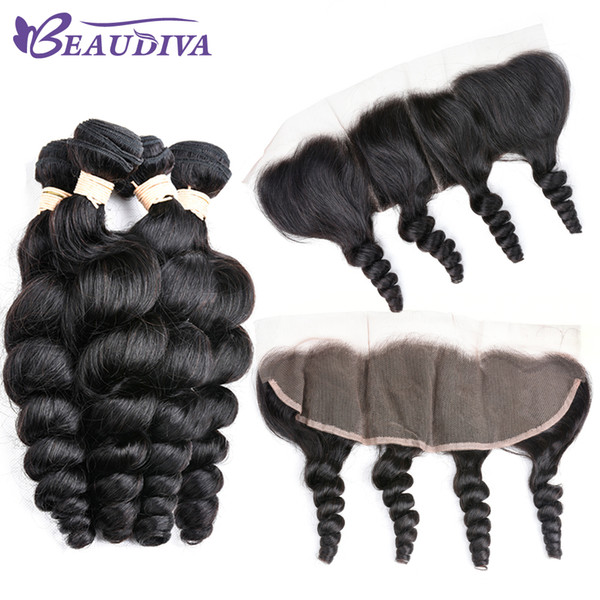 Beau Diva Loose Wave 4 Bundles With 13*4 Lace Frontal 5 Pcs/Lot 100% Human Hair Brazilian Virgin Hair Extensions 