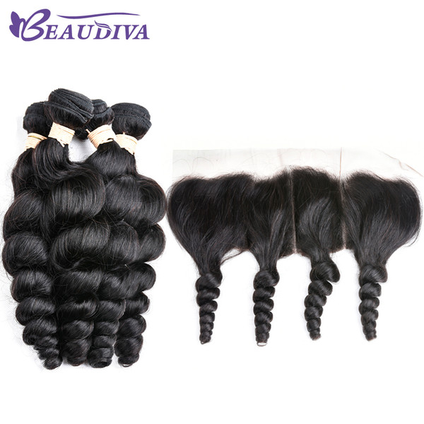 Beau Diva 7a Peruvian Hair Virgin Hair Loose Wave With 13*4 Lace Frontal 4 Pcs Peruvian Virgin 100% Human Hair Free Shipp