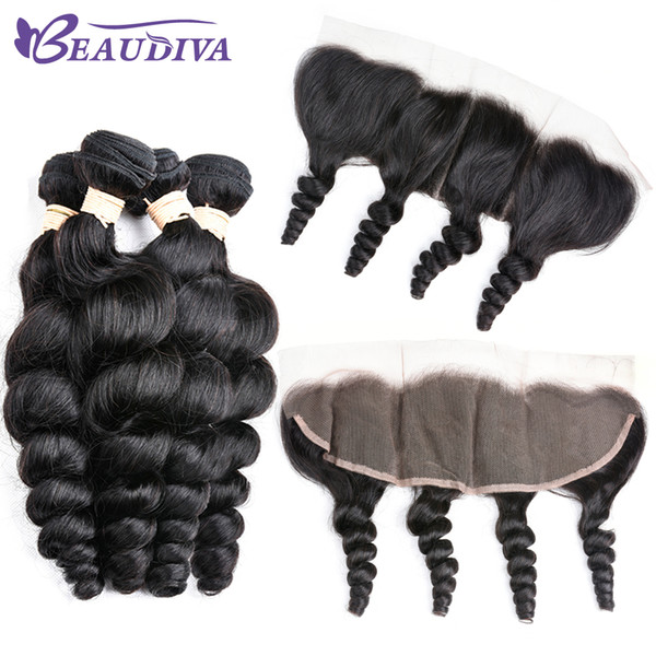 Beau Diva Brazilian Unprocessed Virgin 100% Human Hair 4 Bundles With 13*4 Lace Closure Loose Wave Virgin 