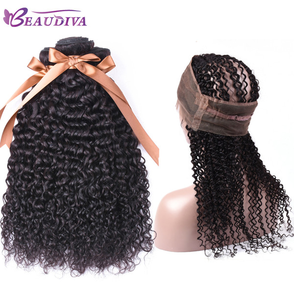 360 Lace Frontal With Bundles Brazilian Kinky curly Human Hair 3 Bundles With Frontal Pre Plucked With Baby Hair 4pcs/lot