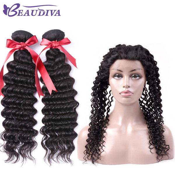 beaudiva Hair 2 Bundles With 360 Lace Frontal Brazilian Deep Wave Human Hair With Baby Hair 
