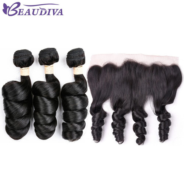 Beau Diva Malaysian Virgin Hair 3 Bundles Loose Wave With 13*4 Lace Frontal 100% Human Hair Malaysian Virgin Hair Extensions 