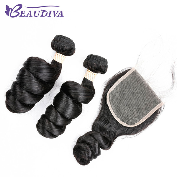 Malaysia Human Hair Loose Wave Unprocessed Natural Black virgin Loose Wave Human Hair Bundles With Closure 2 Pieces with Lace Closure