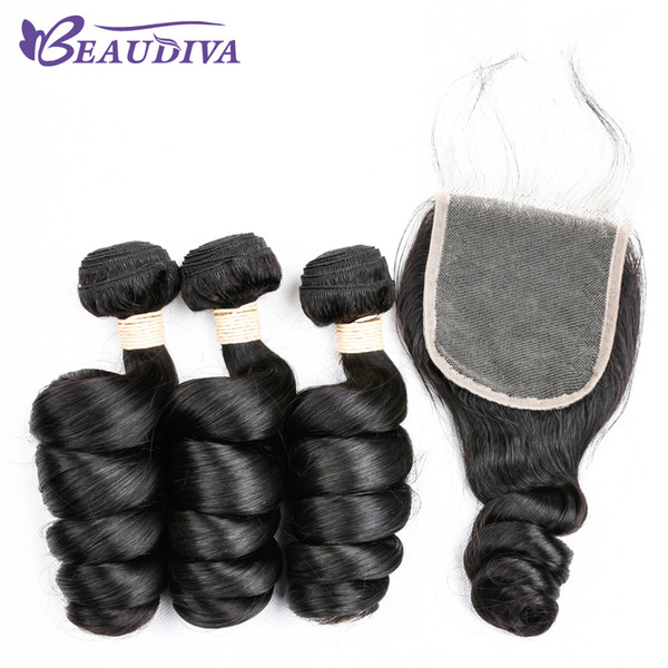 Malaysia Human Hair good quality Loose Wave 3 Bundles With Lace Closure Free Part 100% Unprocessed Virgin Human Hair Bundles With Closure