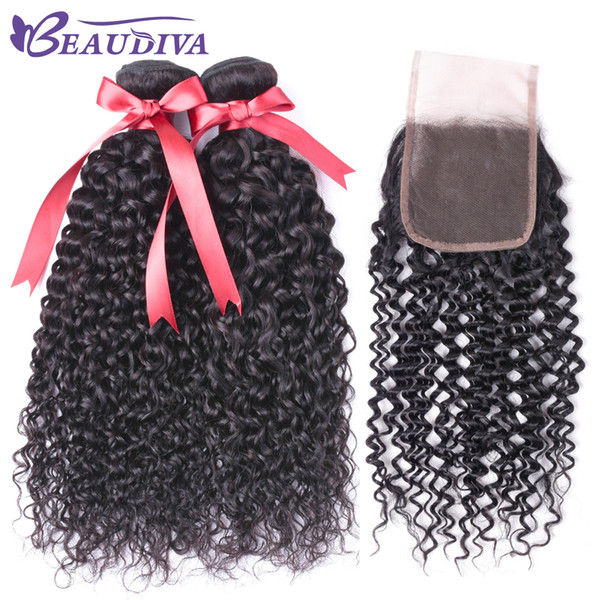 9A Brazilian Human Hair Weaves 3 Bundles With 4x4 Lace Closure Loose Wave Deep Wave Kinky Curly Hair Wefts With Closure