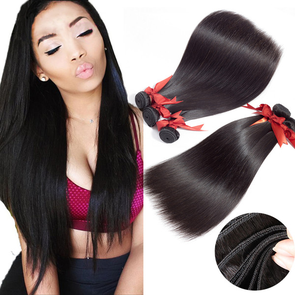 BEAUDIVA 7A Brazilian Hair Straight 100% Unprocessed Brazilian Virgin Human Hair 3 Bundles with 13*4 Closure Straight Weave Natural Color