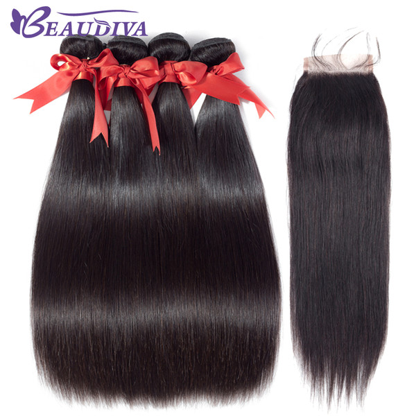 4 Bundles Brazilian Straight Hair With Closure Hair With Closure And Bundles Cheap Human Hair With Closure Piece