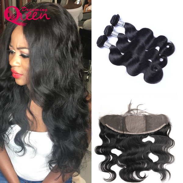 Malaysian Body Wave Virgin Human Hair Weave 3 Bundles With 13x4 Silk Base Frontal Natural Hairline Wholesale Price