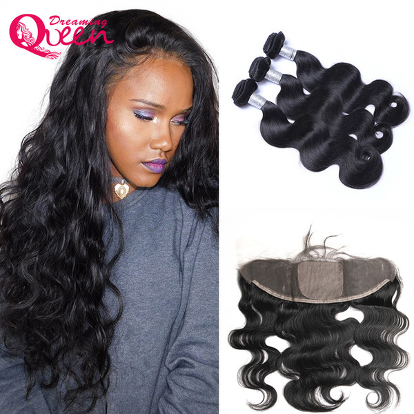 8A Unprocessed Body Wave Brazilian Virgin Human Hair Weave 3 Bundles With Ear to Ear Silk Base Lace Frontal Natural Hairline