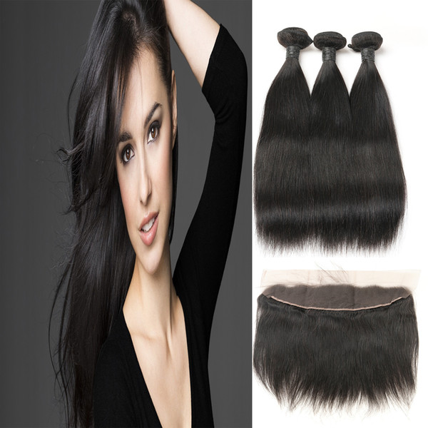 Laflare Hair Wet And Straight Virgin Indian Hair 3 Bundles With Frontal Closure Each Lot For Sale 