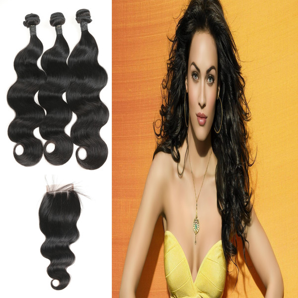 High Quality Indian Hair Weave Each Bundles 100G With Cheap Price Body Wave 3 Bundles With 3 Part Lace Closure