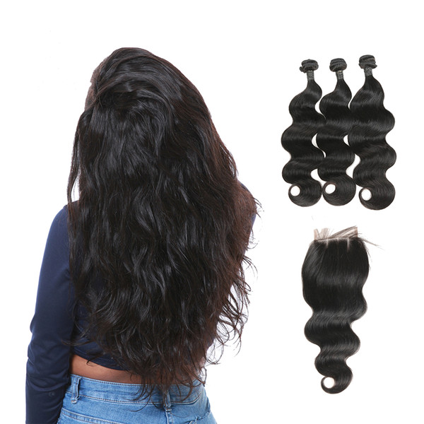 Sell Fast Fashion Promotion Brazilian Body Weave Hair 3 Bundels With 3 Part Lace Closure Factory Directly Supply