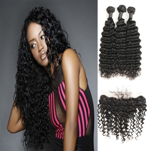 Laflare Hair Products Peruvian Deep Wave Virgin Hair 3 Bundles With Frontal Closure Factory Directly Supply