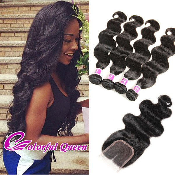 Brazilian Virgin Human Hair Weave 4 Bundles with Closure Brazilian Virgin Hair Body Wave 4 Bundles with Closure Baby Hair Bodywave 5Pcs/Lot