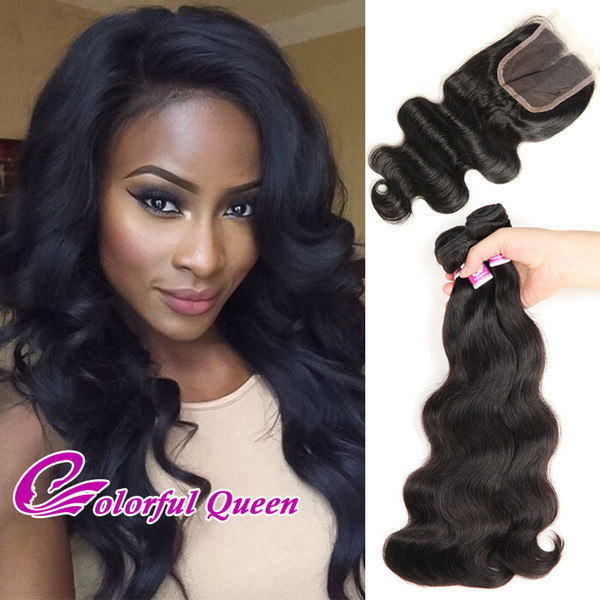 7A Brazilian Hair Weaves and Closure Brazilian Body Wave Bundles 3 pcs Virgin Hair With Closure Human Hair Extensions with Lace Closure 4x4