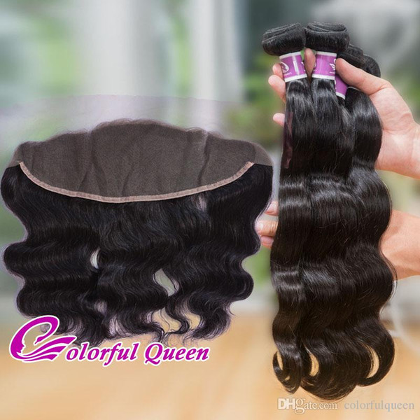 Malaysian Virgin Human Hair Lace Frontal Closure 3pcs Malaysian Body Wave Weave Bundles with Frontal Closures 13x4 Lace Frontal Bundles