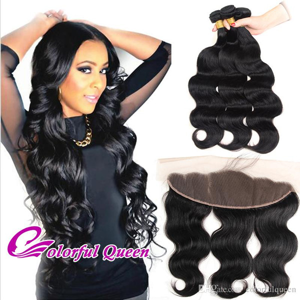 Brazilian Virgin Human Hair Bundles Weaves Closure 3pcs Body Wave with Lace Frontals 13x4 Ear to Ear Lace Frontal Closures with Bundles