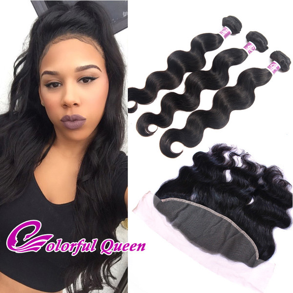 Brazilian Body Wave Virgin Hair Lace Frontal Closure with Bundles Wet Wavy Virgin Human Hair 3 Bundles Body Wave with Frontals Baby Hair