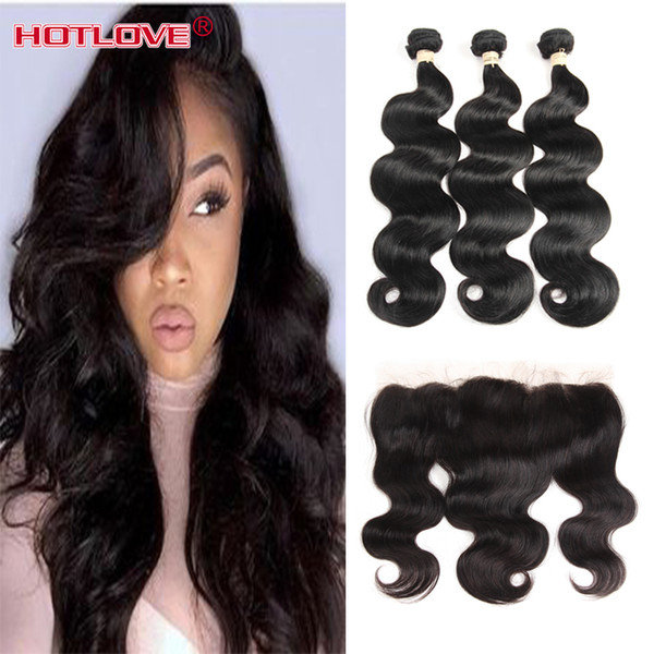 New Arrival Peruvian Virgin Hair Bundles with Frontal 13x4 Lace Frontal with 3 bundles Body Wave Hair Weaves Bundle Deals Remy Human Hair